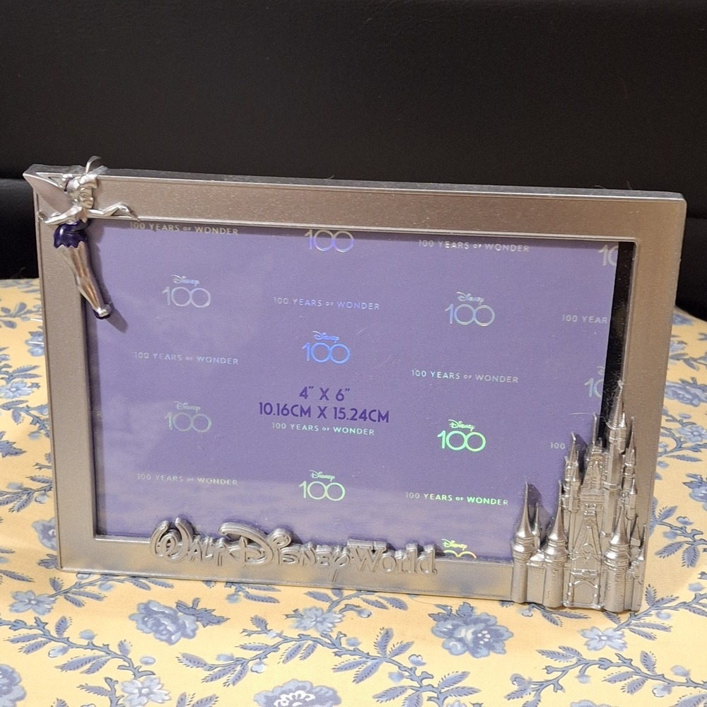 Disney Parks 100th Anniversary WDW‎ Sculpted Metal Photo Frame 4" X 6" NEW